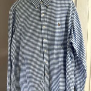Ralph Lauren Light Blue and White Gingham Button-Down Shirt
